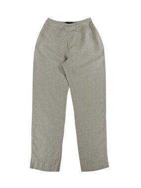 Linen Blend Straight Leg Dress Pants Women Size 4 Beige Career Office